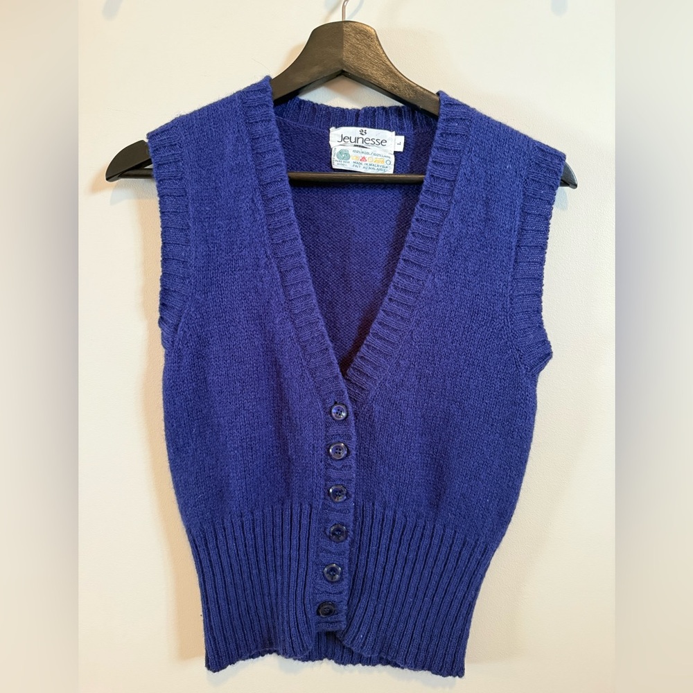 VINTAGE WOOL Women's Purple Blue Sweater Vest